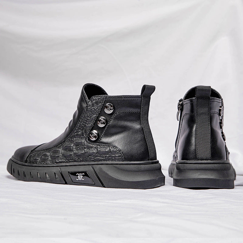 Men's Genuine Korean Fashion Black Plus Veet Sneakers