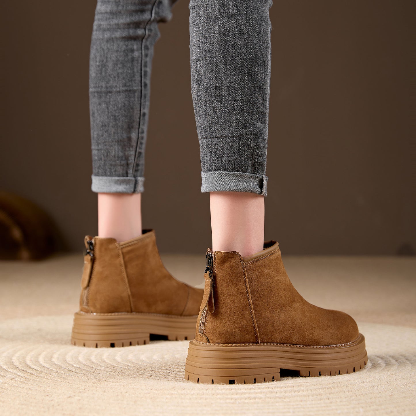 Women's Ankle Winter Fashion Vintage Fleece-lined Warm Soft Boots