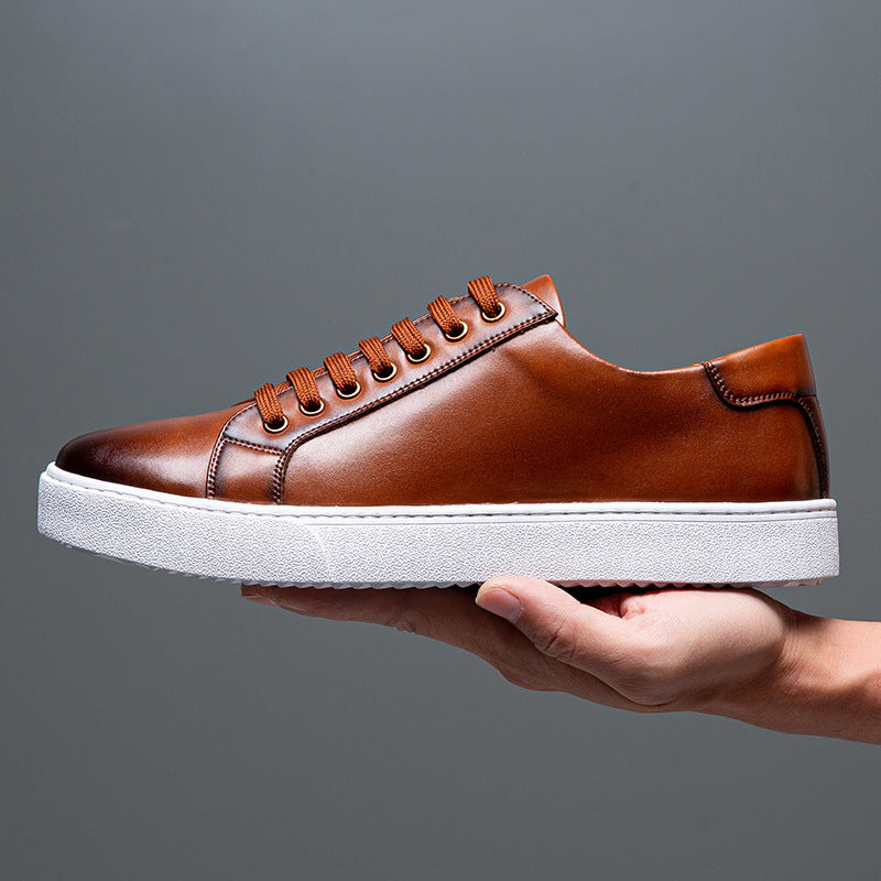 Men's Bottom White Genuine Plus Size Widened Men's Shoes
