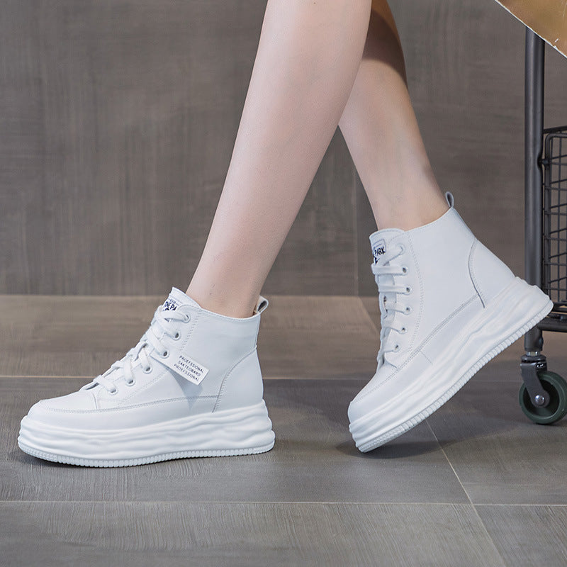 Women's Attractive Korean Platform White Sports Casual Shoes