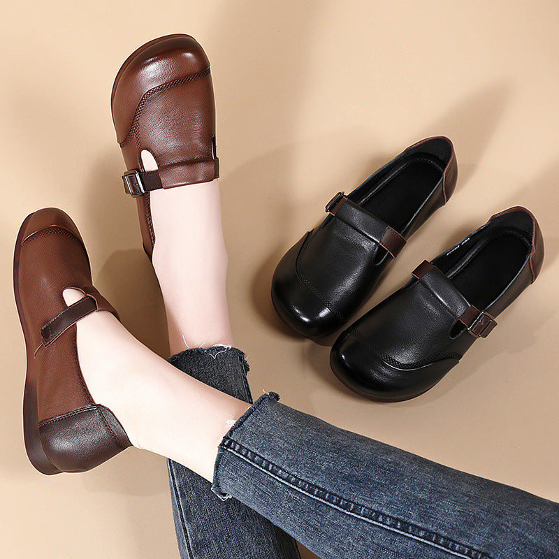Women's Comfortable Genuine Single Soft Bottom Breathable Flat Not Tired Women's Casual Shoes