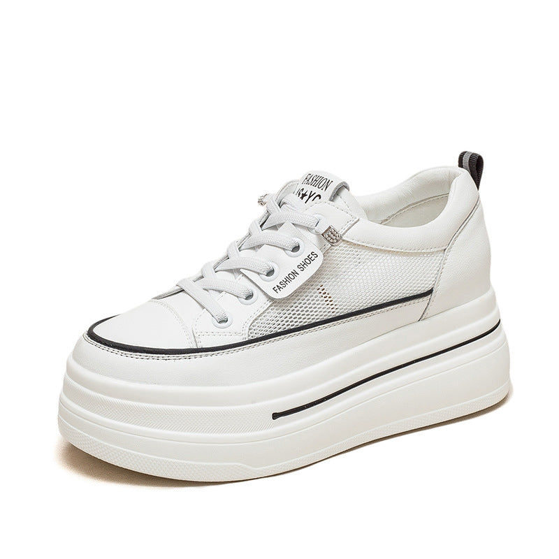Massage Height Increasing Insole Platform White Casual Shoes