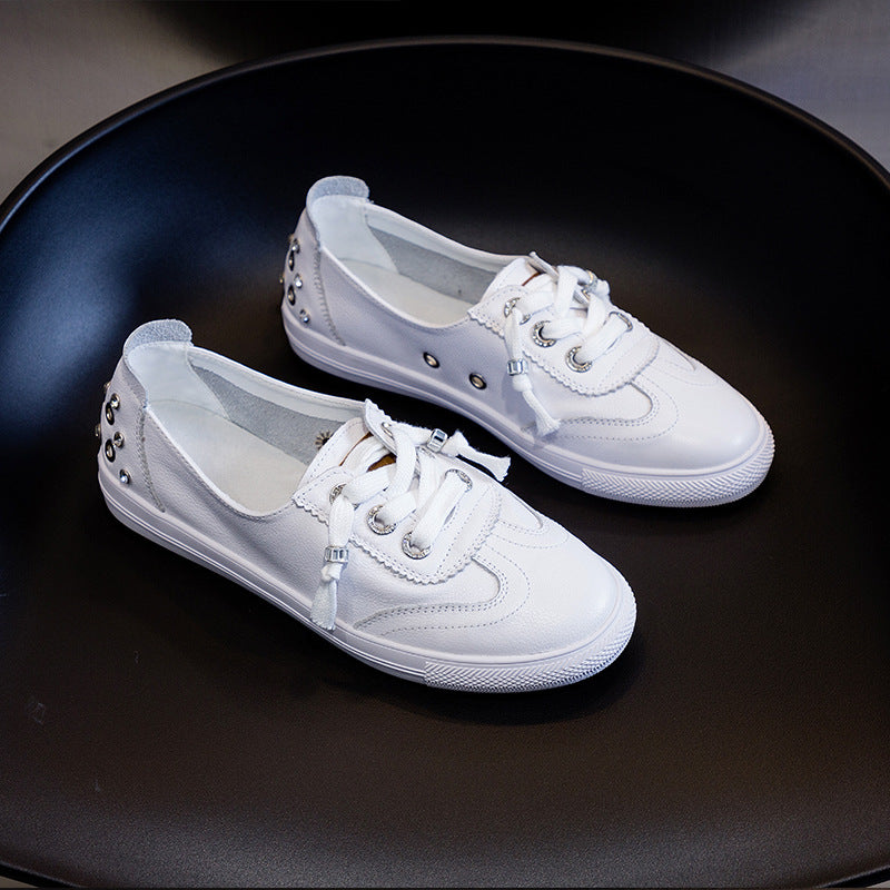 Women's Low-cut White Korean Style Flat Plus Women's Casual Shoes