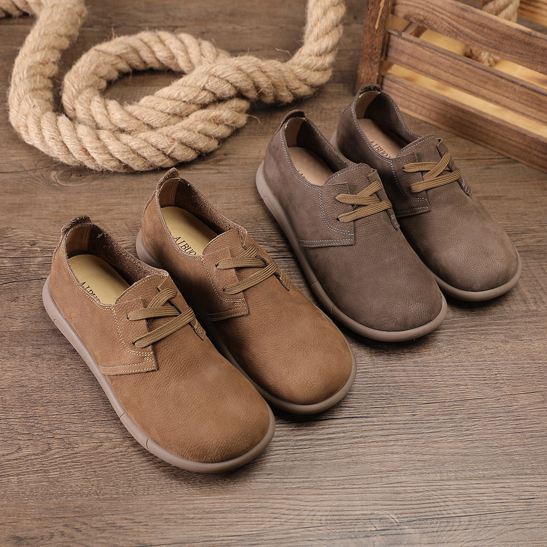 Men's Lightweight Ventilation Retro Single Layer British Leisure Top Cowhide Soft Men's Casual Leather Shoes
