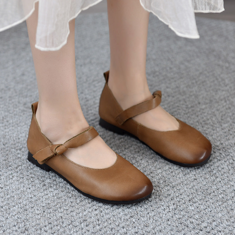 Women's & Men's Autumn Square Toe Flat Retro Soft Women's Shoes