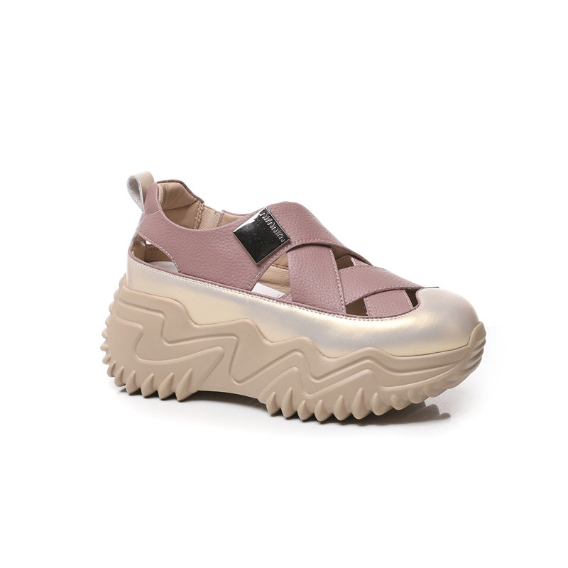 Women's Summer Height Increasing Closed Toe Hollow Sandals