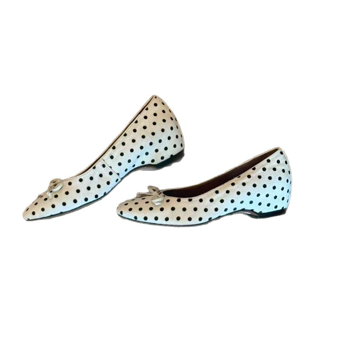 Polka Dot Height Increasing Insole Cat Shallow Mouth Women's Fashion Shoes