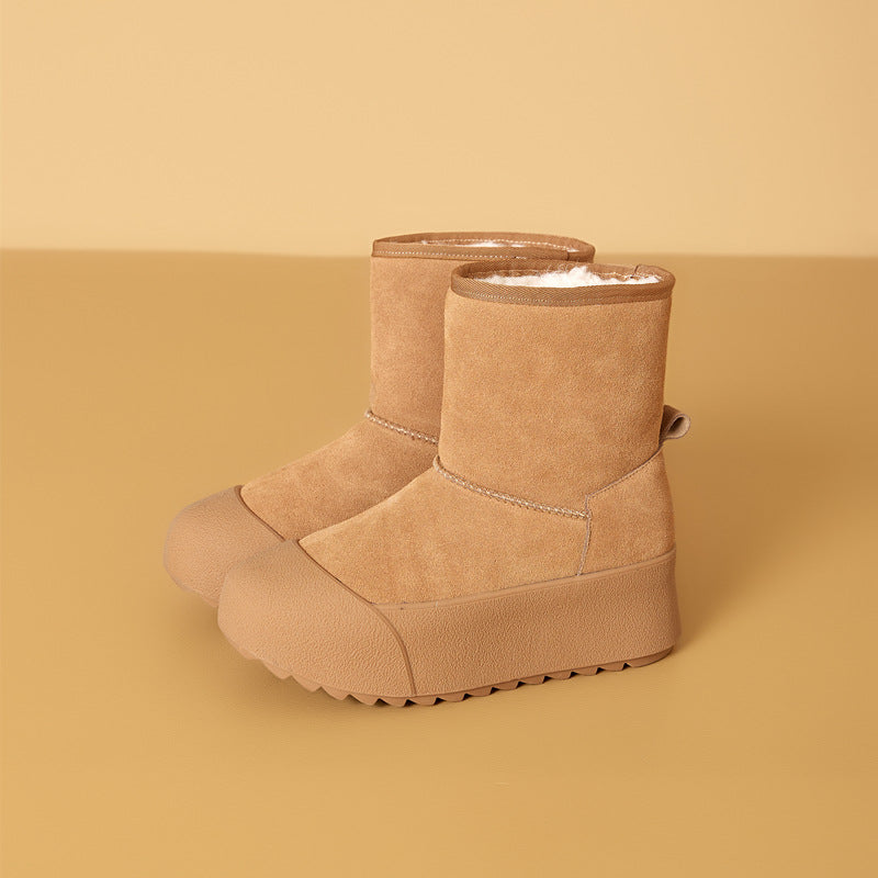 Women's Insole Wool Platform Winter Fleece-lined Thickened Northeast Snow Boots