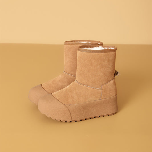 Women's Insole Wool Platform Winter Fleece-lined Thickened Northeast Snow Boots