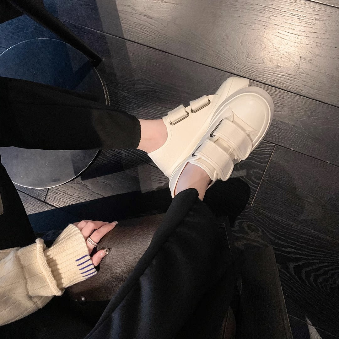 Women's Size Thick Bottom Velcro White Pumps Casual Shoes