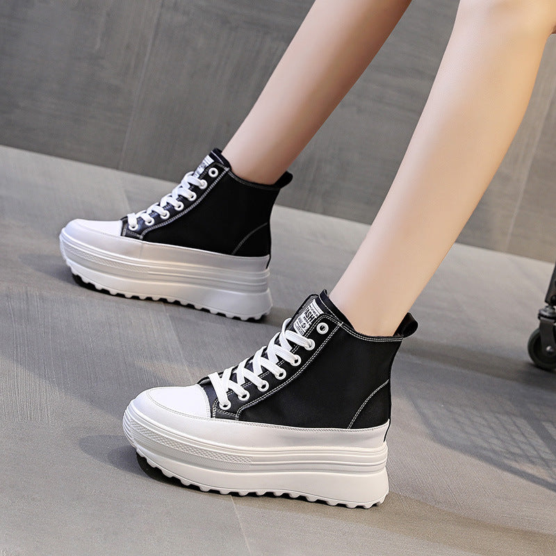 Women's Thick-soled White Platform Korean Style Height Increasing Women's Shoes