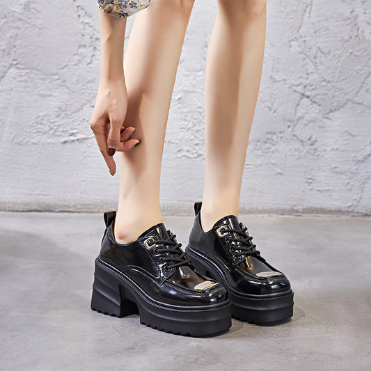 Women's Style Platform High Pumps Lace Up Loafers