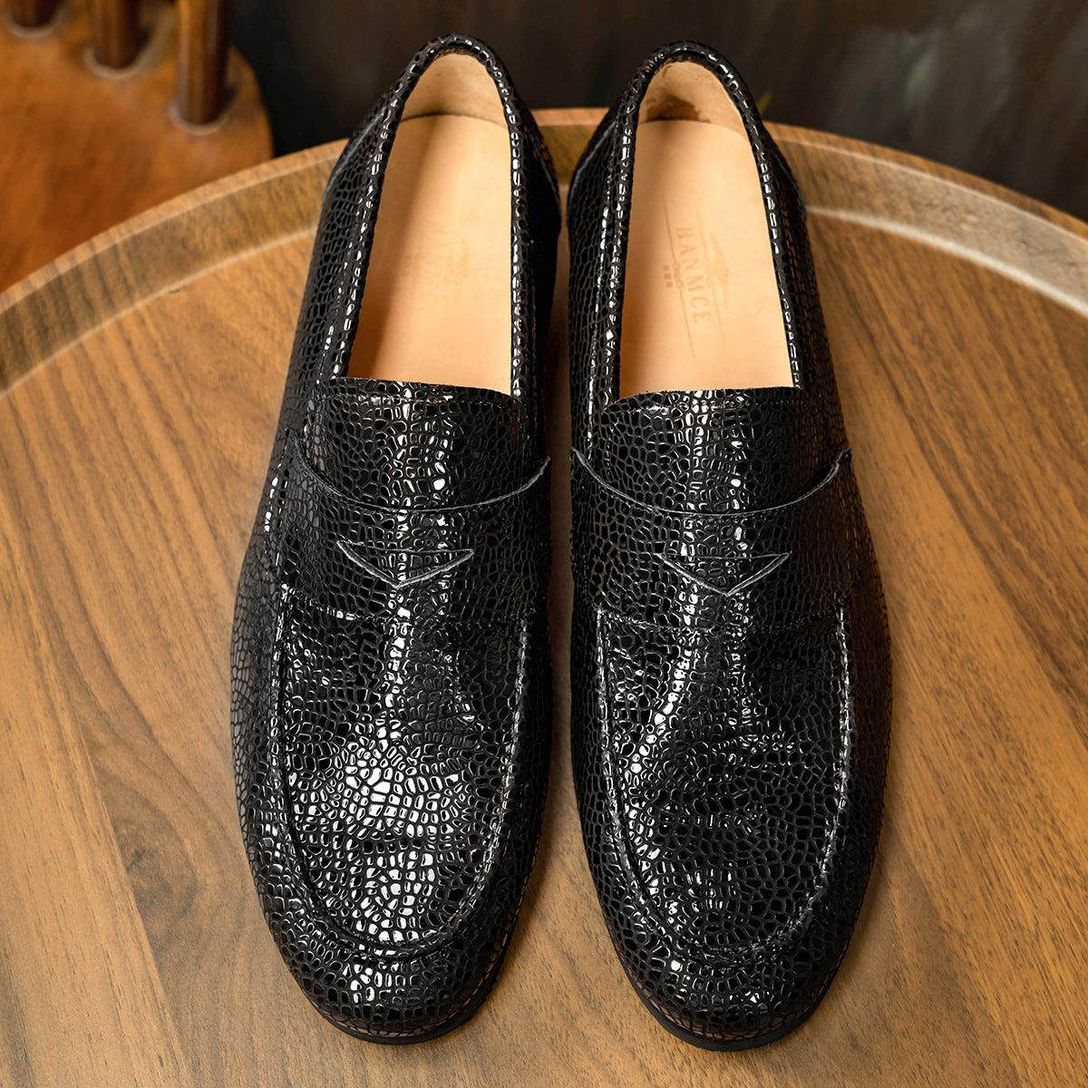 Men's Cowhide Lining Summer British Agate Pattern Loafers