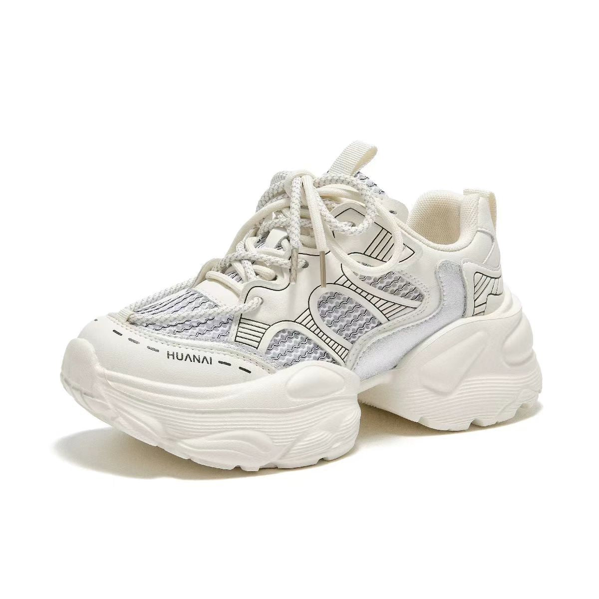 Women's Mesh Breathable Platform Dad Spring Lace Sneakers