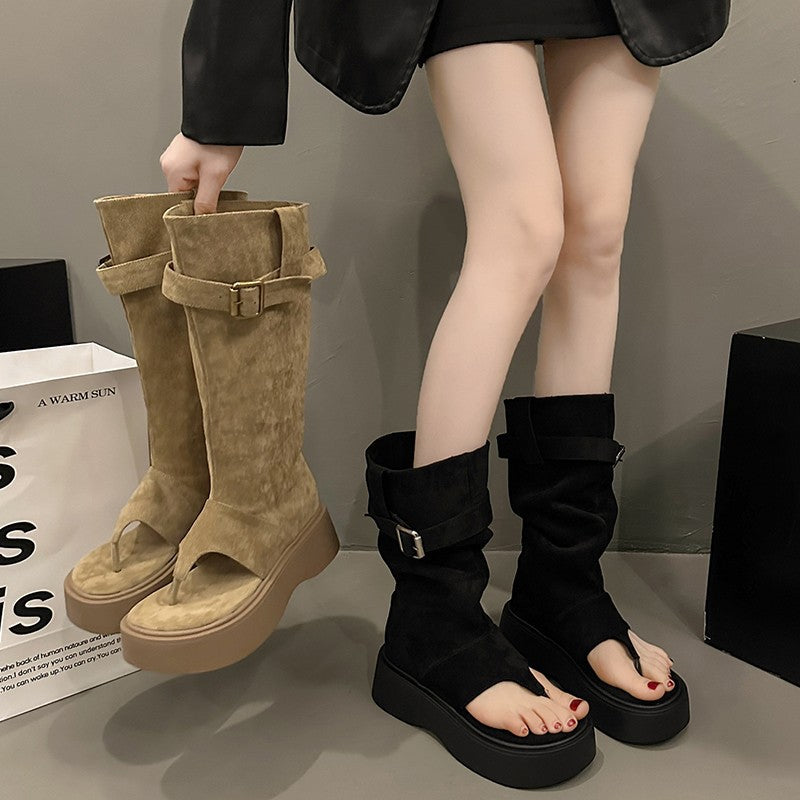 Thick-soled Flip-flops Summer Height Increasing Tube Sandals