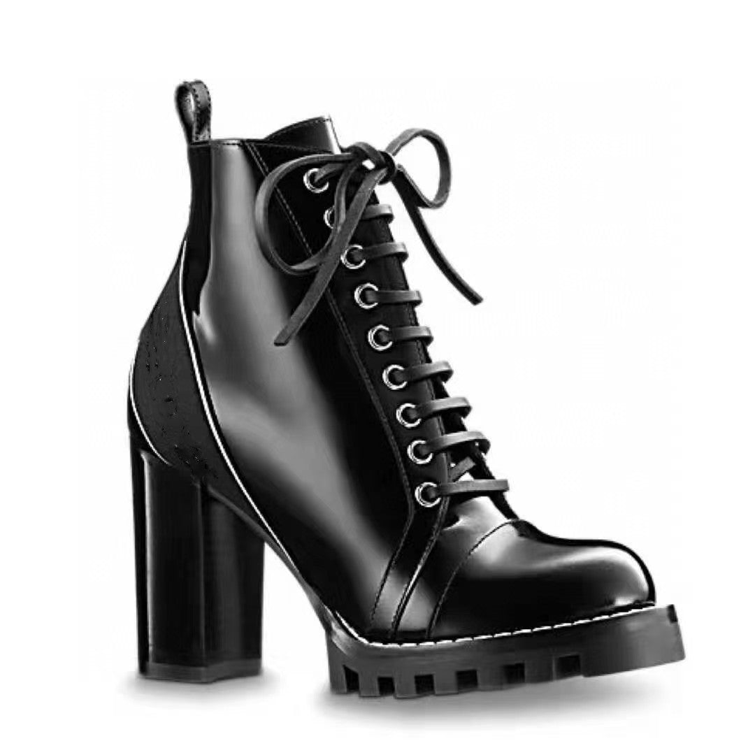 Women's Size Chunky Waterproof Short Fashion British Boots