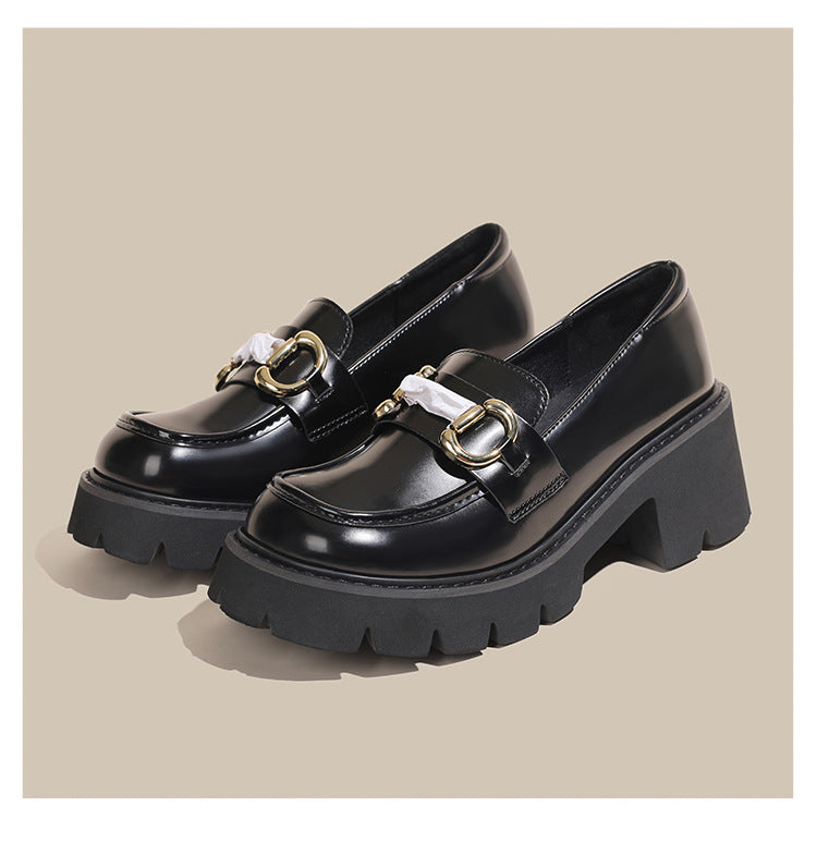 Women's Small British Style Spring Thick Sole Retro Loafers