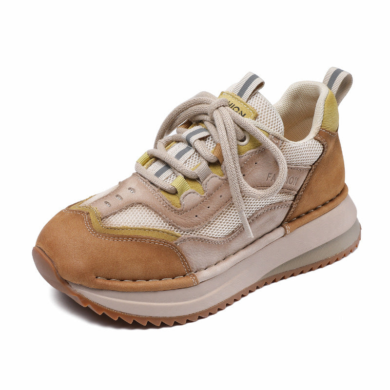 Women's Ethnic Sports Cowhide Retro Daddy Sneakers