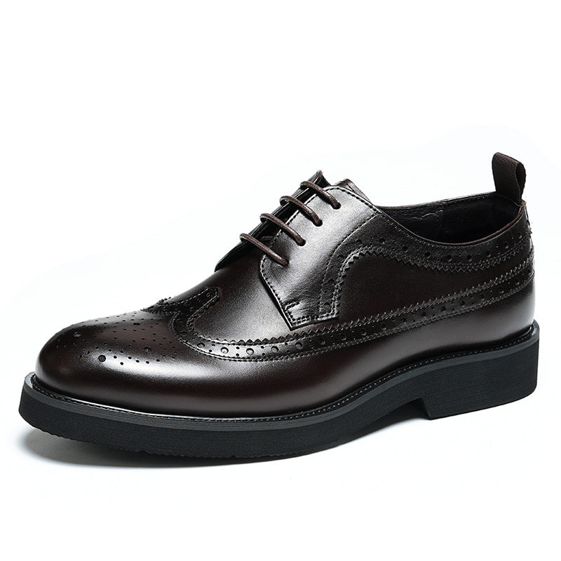 Men's Business Autumn First Layer Cowhide Round Leather Shoes