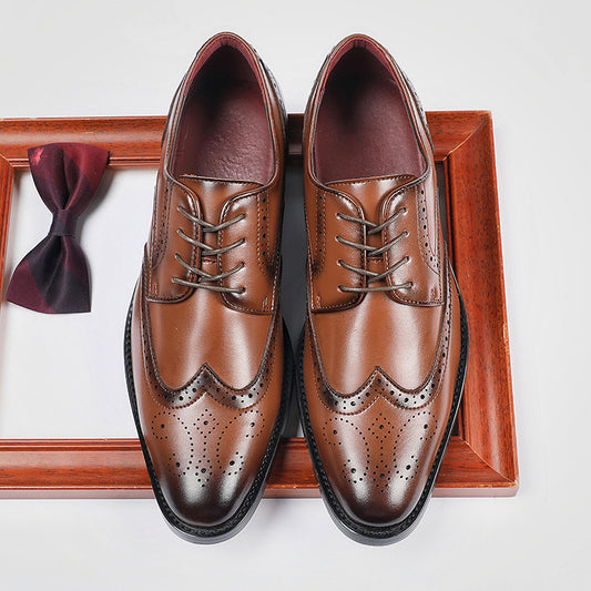 Men's Increasing Insole British Style Brogue Business Leather Shoes