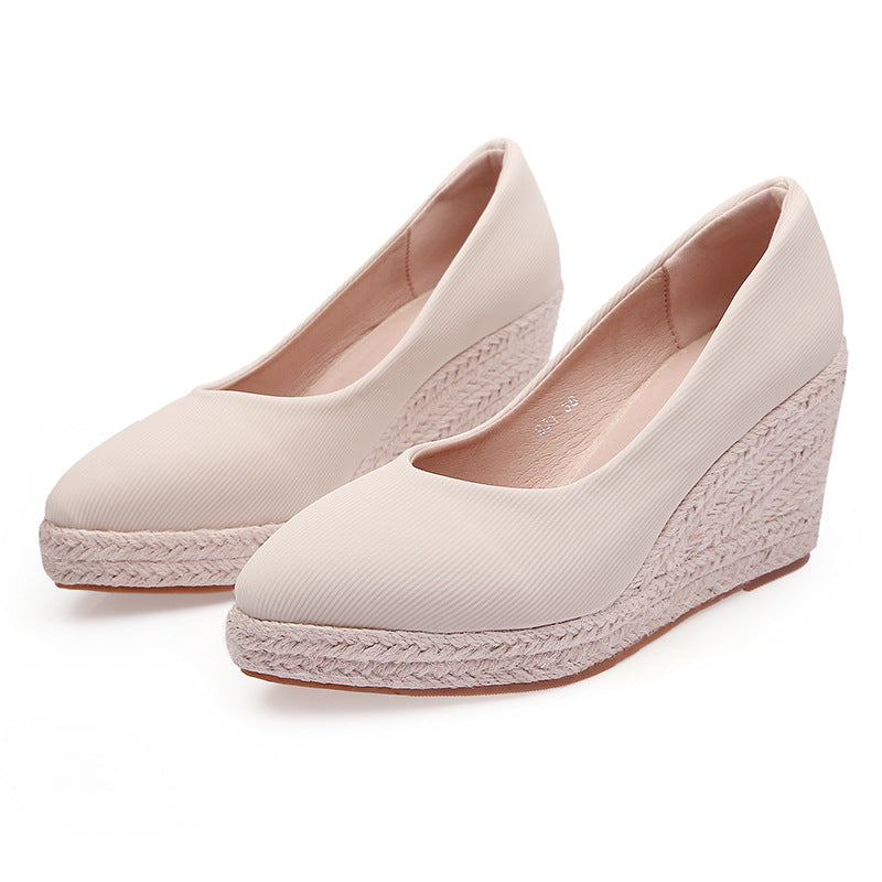Women's Wedge Shallow Mouth Pumps High Platform Casual Shoes