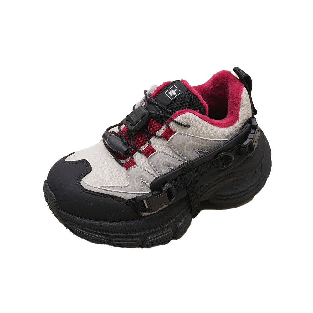 Glamorous Retro Fleece-lined Boys Outdoor Leisure Sneakers