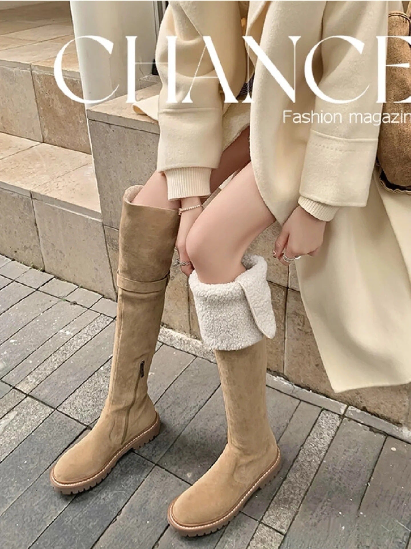 Women's Big Autumn Fur Integrated Knight Fleece-lined Boots