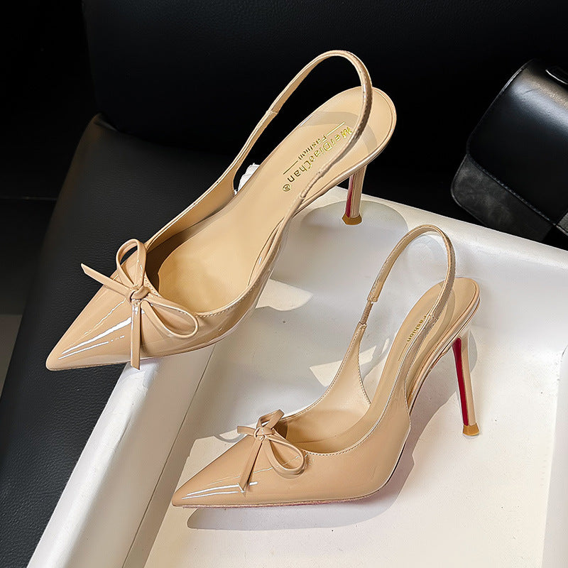 Slingback Stiletto Back Mixed Belt Refined Stylish Versatile Heels