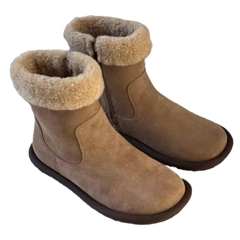 Real Fur Integrated Fleece-lined Thickening Thermal Snow Boots