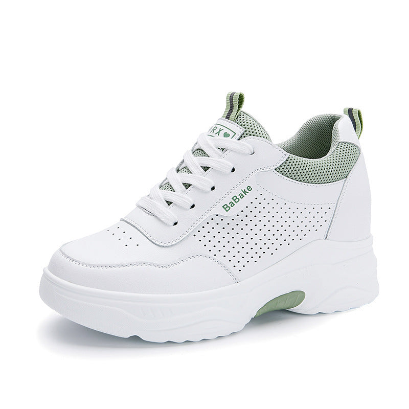 Women's Height Increasing Insole White Genuine Platform Women's Sports Shoes