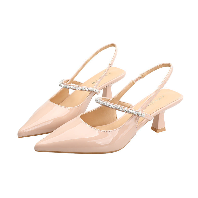 Women's For Summer Fairy Sexy Fashion Stiletto Rhinestone Word Heels