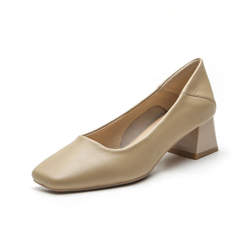 Women's Grandma Chunky Low-cut Female Square Toe Casual Shoes