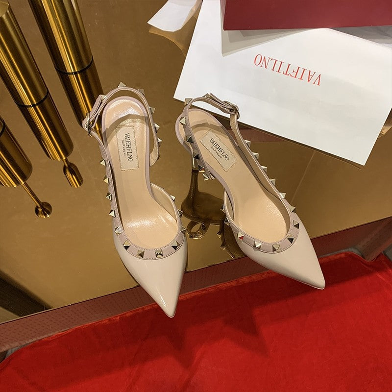 Women's Summer Rivet Pointed Toe High Stiletto Heels