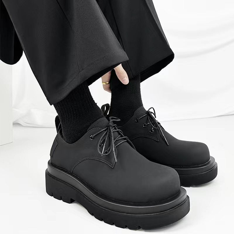 Women's & Men's Spring British Style Round Head Chunky Women's Shoes