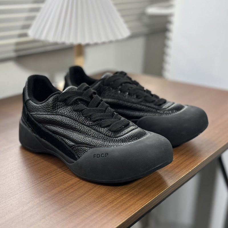 Men's Toe Fashionable High-grade White For Boys Platform Men's Casual Leather Shoes