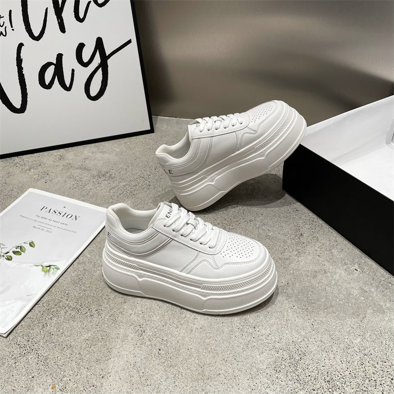 Women's Light Platform White Autumn Genuine Pure Casual Shoes
