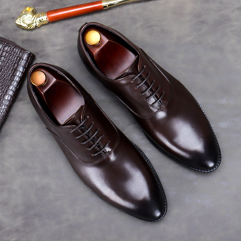 Men's Genuine Cattlehide Surface Low Cut Cowhide Handmade Formal Wear Leather Shoes