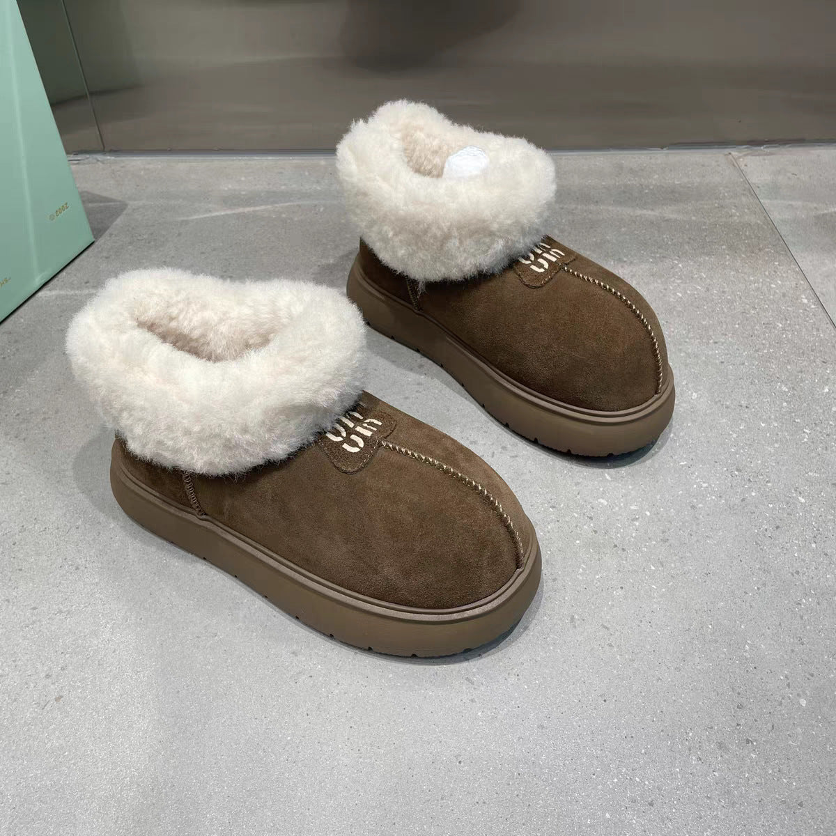 Women's Big Head Cute Thick Bottom Fleece-lined Snow Boots