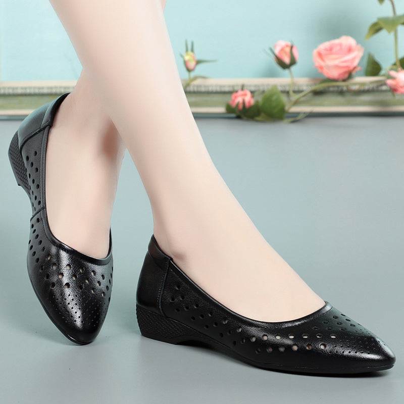 Women's Summer Fashion Flat Mom Hole Hollow Heels