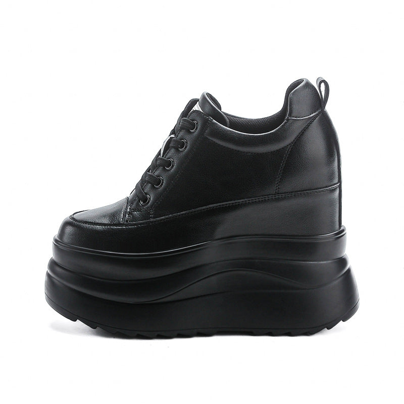 Women's High Spring Lace Up Small Wedge Casual Shoes