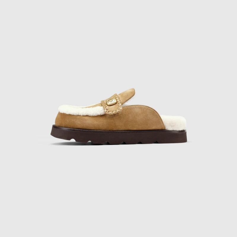 Women's Authentic Toe Box Fleece-lined Half Outdoor Slippers