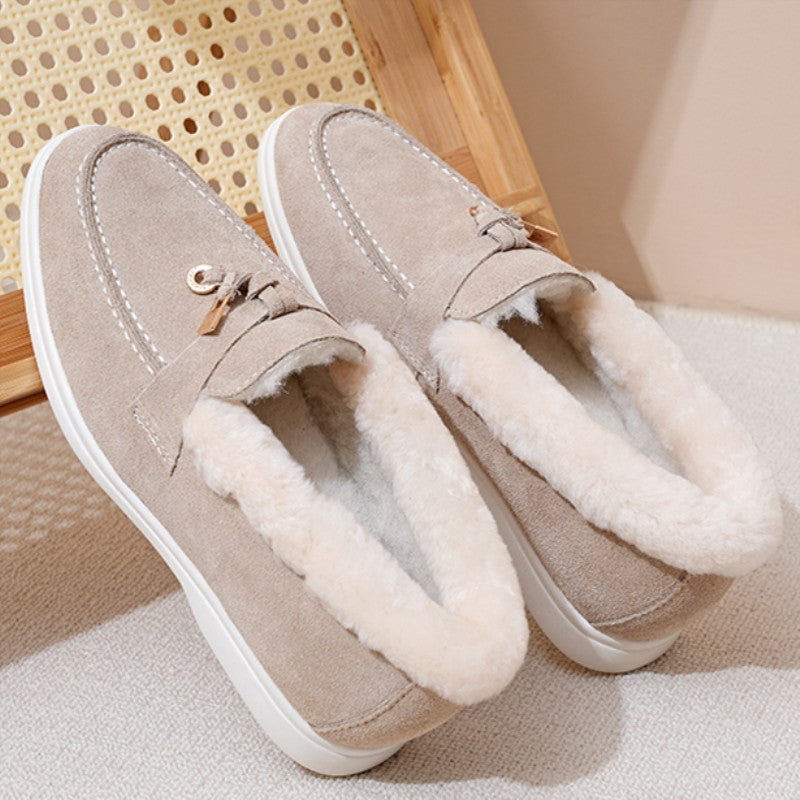 Women's Winter Outdoor Slip-on Flat Fleece-lined Warm Loafers