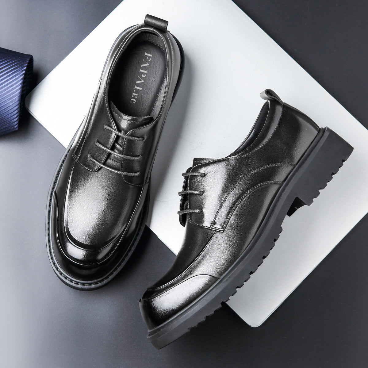 Men's Big Head Retro Lace Up Derby Leather Shoes