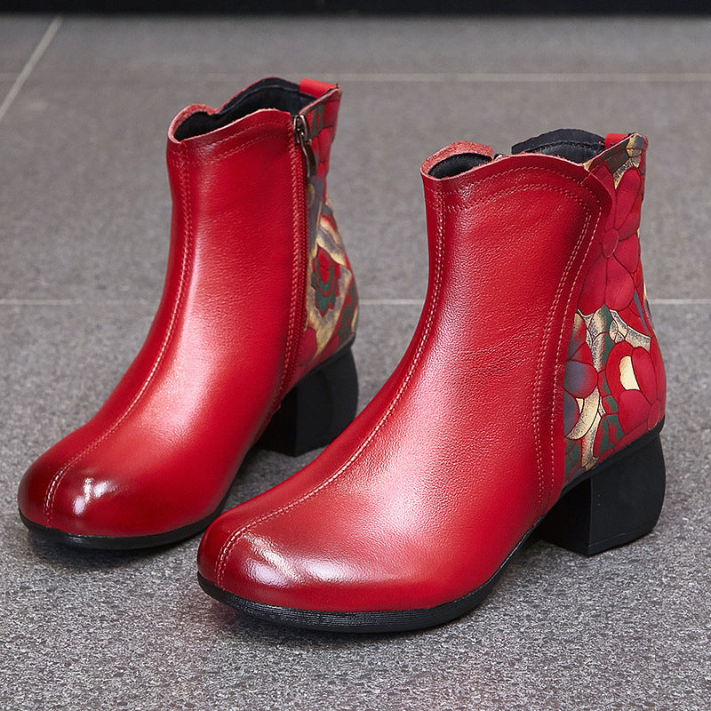 Women's Cowhide Thick Soft Soled Veet Warm Women's Shoes