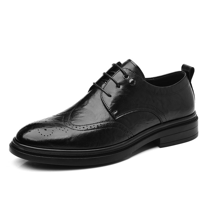 New Men's Autumn Lace Up Brogue Men's Business Leather Shoes