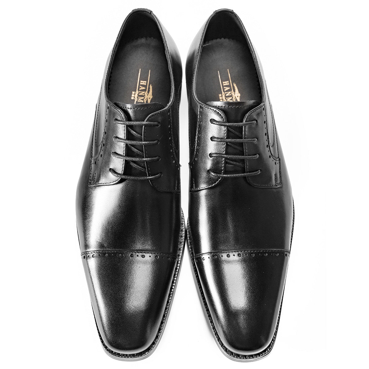 Men's Carved Business Formal Cowhide Derby Korean Leather Shoes