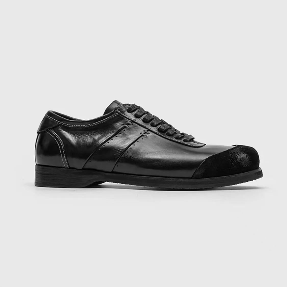 High-grade Minimalist Boxing Cowhide Square Toe Casual Shoes