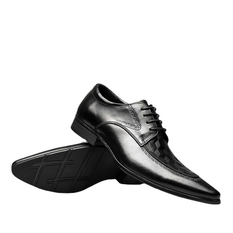 Men's Business Formal Wear First Layer Cowhide Pointed British Style Leather Shoes