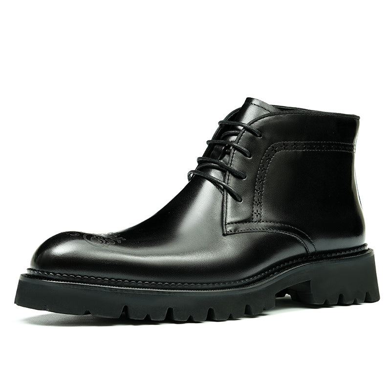 Men's British Style Real Lining Thick Bottom Boots