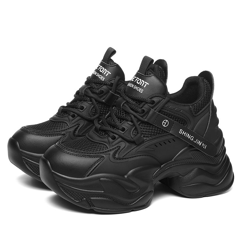 Women's Black Daddy Height Increasing Four Travel Sneakers